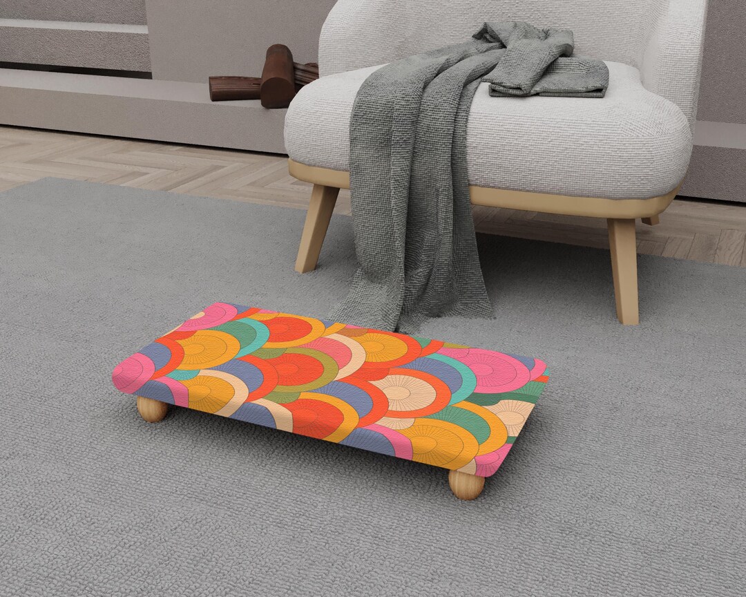 Quick Point Footstool Pattern Multicolor Pattern Footstool, Handmade Upholstered Stool, H-1106 - Etsy