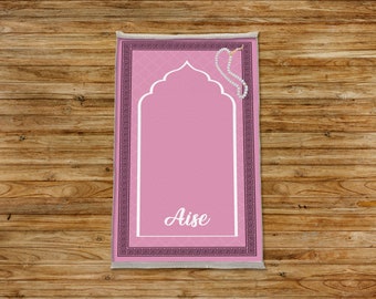 Personalized sajadah, Hadji prayer rug, Soft salah mat, Pilgrims gifts, Elegant janamaz, Prayer rug for kids, Pink janamaz, Masjid rug, PR08