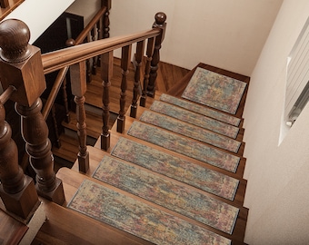 non slip stair tread, staircase step tread, foyer stairmat, bullnose stair rug, stair runner rug, custom stair, stair covering rug, kl00-2