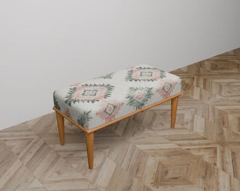 Custom colors bench, Unique bench, Vintage style bench, Hand crafted bench, Retro bench, Ottoman sitting bench, Footrest bench, C-07