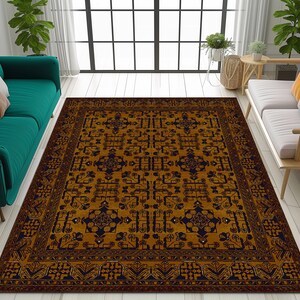 Orange Home Rug, Nonslip Oversize Rug, Comfortable Rug, Pet Friendly Rug, Kitchen Large Rug, Entryway Rug, Blue Oversize Rug, Modern Decor