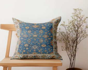 blue kilim pillow, handmade pillow, bohemian pillow, turkish rug pillow, boho decor pillow, 12x20 pillow, 16x16 pillow, cushion cover