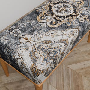Panca in stile vintage, panca da tavolo da cucina, sedia in velluto, perfetta per rilassarsi, panca da ingresso, panca rustica, pouf contemporaneo, F-08