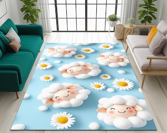 3D printed rug, Floral patterned rug, Lovely decoration rug, Sustainable rug, Cozy runner rug, New style rug, Non-slip rug, Washable rug