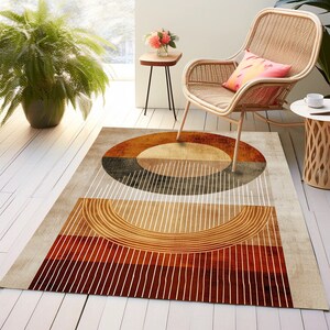 Southwestern Rug, Modern Art Rug, Wall Art Rug, Yellow Large Rug, Stripe Design Rug, Garage Rug, Bohemian Rug, Rustic Large Rug, Digital Rug