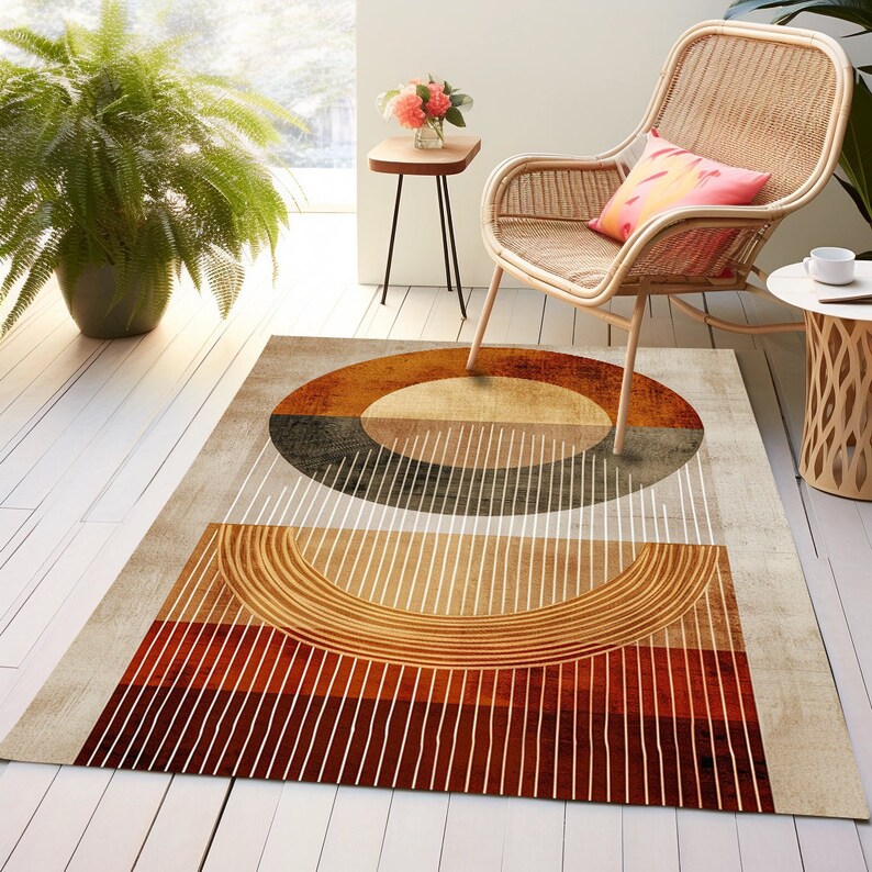 Southwestern Rug, Modern Art Rug, Wall Art Rug, Yellow Large Rug, Stripe Design Rug, Garage Rug, Bohemian Rug, Rustic Large Rug, Digital Rug