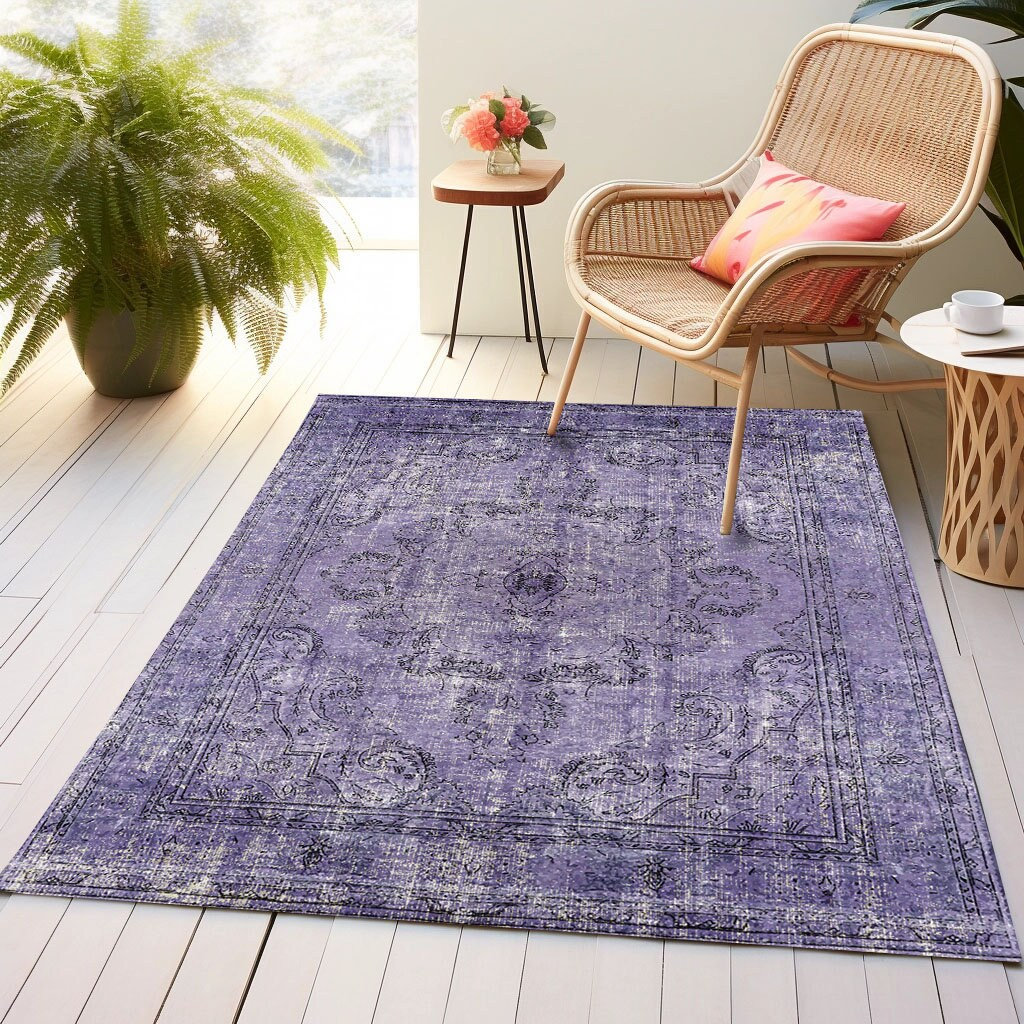 Purple Rug, Patio Floor Rug, Non Slip Rug, Corridor Runner, Washable Rug, Large Rug, Kitchen Oversize Rug, Entrance Hall Rug, Painting Rug