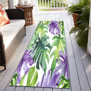 Tropical Patio Rug, Large Botanic Rug, Terrace Rug, Fordable Rug ...