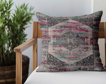 Housse de coussin à motif tribal, coussin ethnique multicolore doux, lavable en machine, décoration intérieure