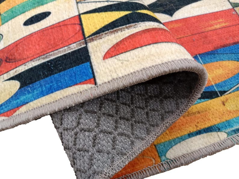 geometric patterned colorful sophisticated modern stair decor rug, indoor mat for front door wron runner, machine washable printed stair rug