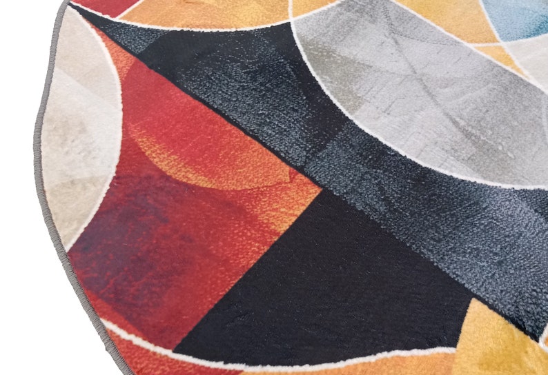 Tapis rond orange, tapis contemporain, tapis décoratif de salon, tapis rond imprimé, tapis rond, tapis décoratif antidérapant, tapis rond, tapis moderne image 9