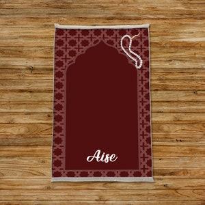 Personalized Gift, Prayer Mat, Islamic Prayer Rug, Muslim Prayer Mat, Mosque Prayer Rug, Prayer Mat Rug, Burgundy Prayer Rug, Sajadah Rug