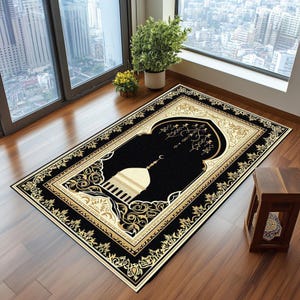 Elegant Orthopedic Prayer Rug: Non-Slip Ramadan Decor