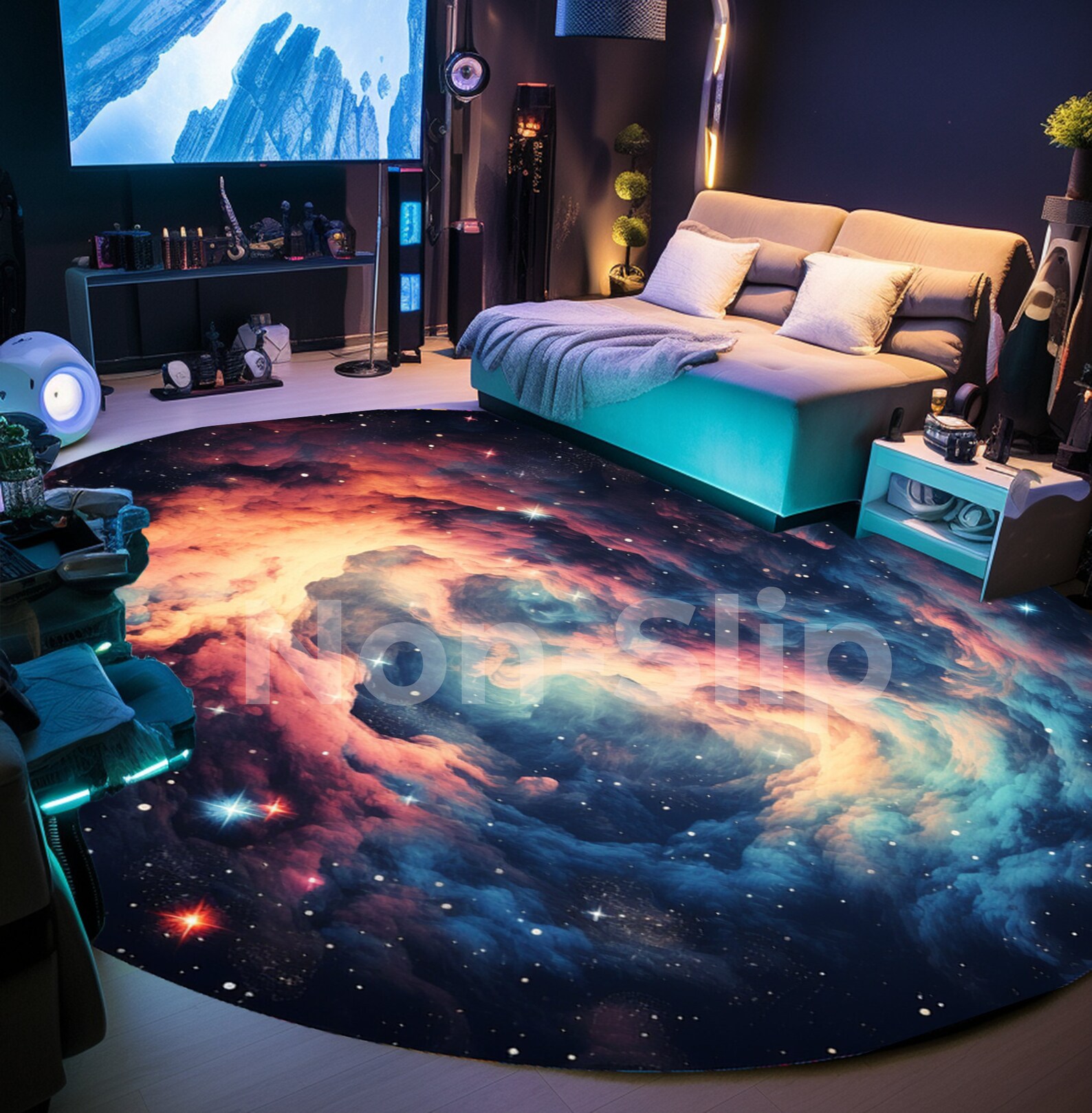 Galaxy Rug Texture Universe Theme Rug, Galaxy Starry Rug, Outer Space Rug, Luminous Rug ...