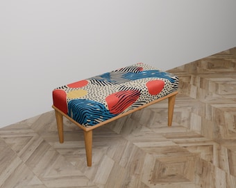 Custom colors bench, Bespoke bench, Front window bench, Area bench, Living room bench, Unique bench, Small rustic bench, Ottoman stool, C-31