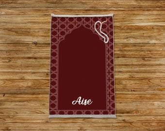 Personalized Gift, Prayer Mat, Islamic Prayer Rug, Muslim Prayer Mat, Mosque Prayer Rug, Prayer Mat Rug, Burgundy Prayer Rug, Sajadah Rug