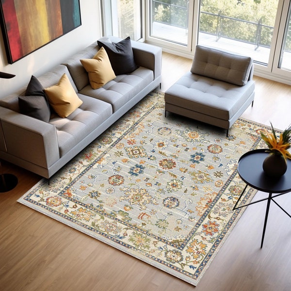Pastel color rug, Washable area rug, 5x7 rug, Bohemian carpet, Rug for bedroom, Non slip runner, Unique pattern rug, Modern decor carpet