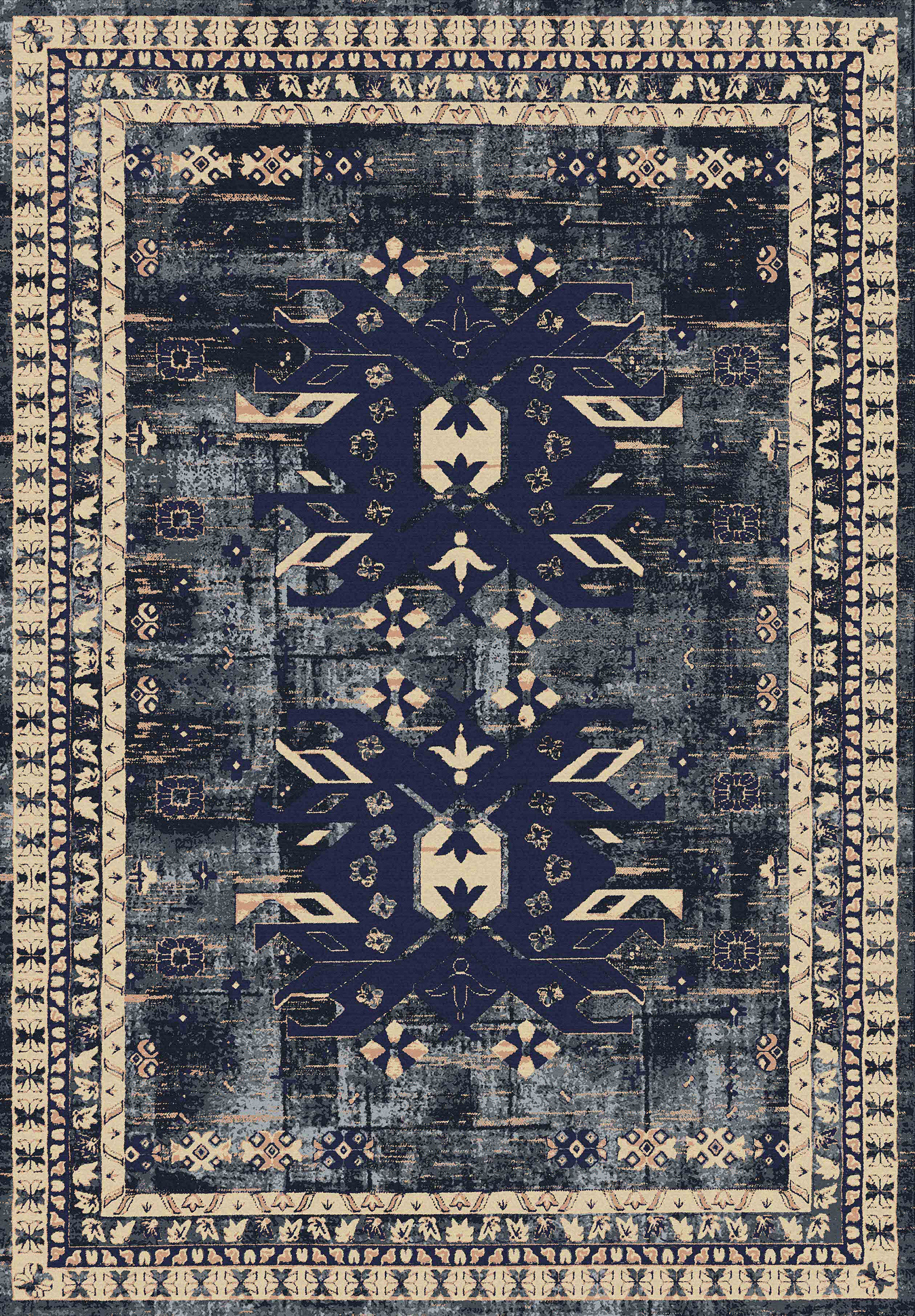 Worn Blue Rug, Bordered Stair Tread, Bullnose Stair Tread, Turkish Rug ...