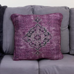Purple pillow cover, Washable pillow, Floral pillowcase, Boho pillow, Traditional pillow, Ethnic pillow, Salon pillow, Digital print pillow