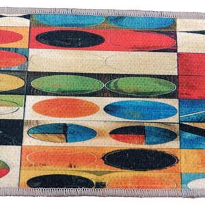 geometric patterned colorful sophisticated modern stair decor rug, indoor mat for front door wron runner, machine washable printed stair rug