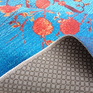 Blue turkish rug, Tree rug, Living room rug, Lodge rug, Porch rug, Washable rug, Outdoor rug, Bedroom rug, Printed rug, Floor decor carpet