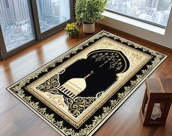 Elegant Orthopedic Prayer Rug: Non-Slip Ramadan Decor