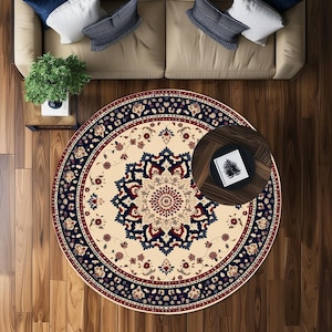 Entrance Rug, Under bench rug, Modern rug, Rug with flowers, Boho rug, Soft decor rug, Round rug, Non slip rug, Ethnic rug, Turkish rug