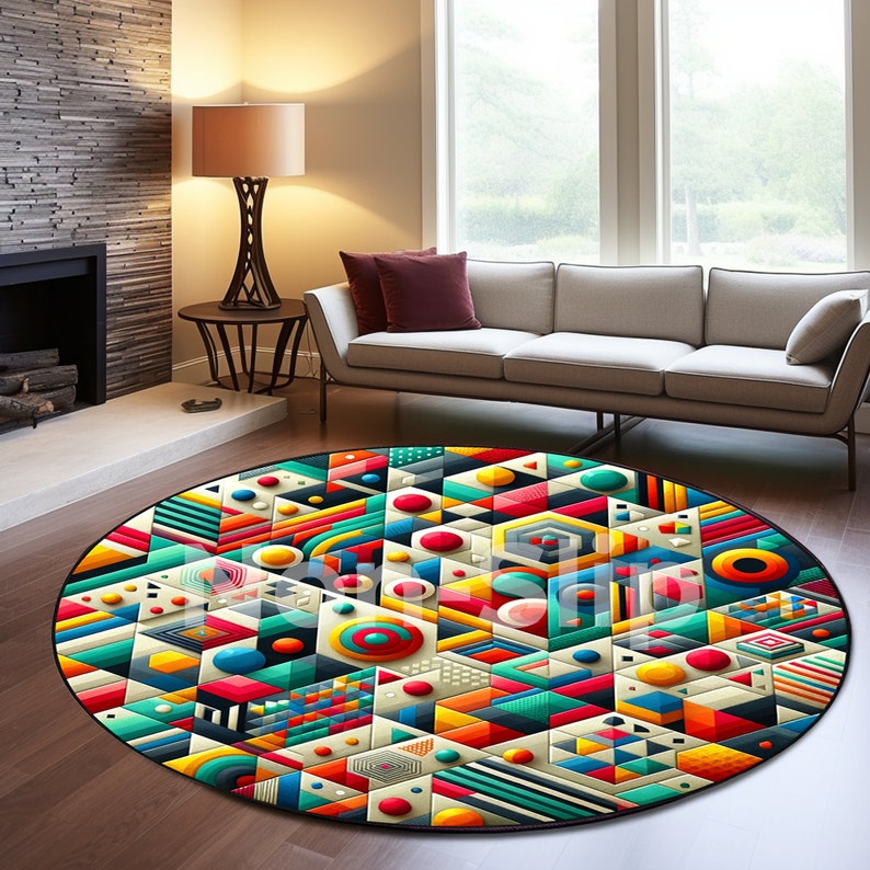 Game Room Rug Pattern Game Room Rug, Digital Circle Rug, Large Round Rug, Modern Decor Rug ...
