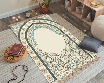 Dywanik modlitewny w stylu islamskim, Dywanik modlitewny w stylu vintage, Wygodny dywanik modlitewny, Łatwy w czyszczeniu dywanik modlitewny, Antypoślizgowa mata modlitewna, Dywanik modlitewny premium
