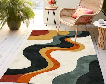 Premium Art Rug, Textile Design Rug, Shape Abstract Rug, Diningroom Rug, Corridor Runner, Gameroom Large Rug, Modern Art Rug, Bohemian Rug