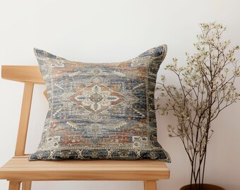 Cojín étnico, cojín decorativo para sala de estar, cojín hecho a mano, cojín estampado, cojín bohemio, cojín lavable, funda de cojín rústica, funda de almohada europea
