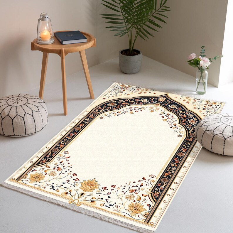 Islamic Design Prayer Rug, Soft Padded Prayer, Turkish Seccade Mat, Lux ...