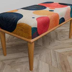 Polsterbank, Industriebank, Hocker aus Holz, Ottomane Chesterbank, Gartenbank, Keyboardbank, Eichhörnchen Beistelltisch, F-06