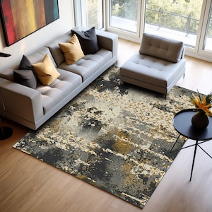 Washable rug, Turkish area rug, Bohemian oushak rug, Carpet rug, Ethnic rug, Nomadic rug, Livingroom rug, Worn look rug, Printed rug
