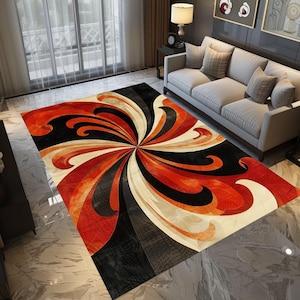Modern art rug, Bedroom rug, Bright color rug, Aesthetic print rug, Utility livingroom rug, Anti slip rug, Washable rug, Large runner rug