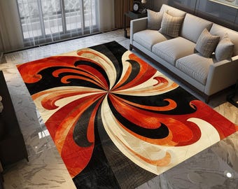 Modern kunsttapijt, slaapkamertapijt, tapijt in felle kleuren, tapijt met esthetische print, tapijt in woonkamer, antisliptapijt, wasbaar tapijt, groot lopertapijt