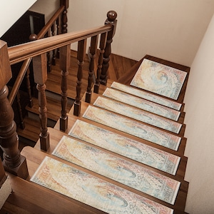 space stair rug, pet friendly rug, carpet stair tread, landing step rug, non slip runner, washable step rug, turkish boho rug, comfort rug