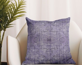 Coussin de cheminée, coussin imprimé numérique, taie d'oreiller violette, taie d'oreiller en coton, coussin fait main, coussin contemporain, coussin décoratif,