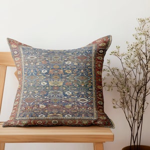 blue kilim pillow, handmade pillow, throw pillow, bedding pillow, bohemian pillow case, printed rug pillow, washable pillow, cushion cover