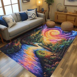 Sky view rug, Nature design rug, Living Room rug, Non-slip rug, Area rug, Dining room rug, Machine washable rug, Artwork rug, Colorful rug