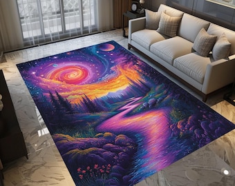 Modern artwork rug, Sky view design rug, Contemporary rug, Cool runner rug, Sustainable rug, Natural rug, Non-slip rug, Washable rug