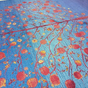Blue turkish rug, Tree rug, Living room rug, Lodge rug, Porch rug, Washable rug, Outdoor rug, Bedroom rug, Printed rug, Floor decor carpet