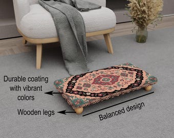 Low Profile Step for High Beds and Closets, Handmade Wooden Support Platform with Decorative Surface, H-938