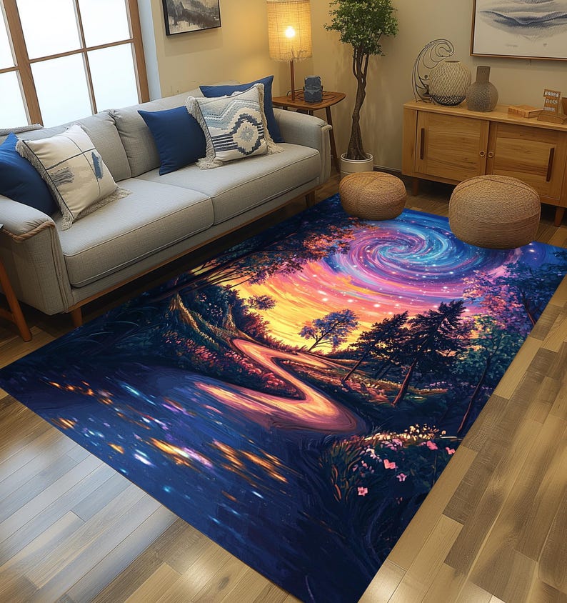 Nature inspired rug, Cool area rug, Non slip rug, Stylish rug, Luxury runner rug, Aesthetic rug, Turkish print rug, Foldable runner rug