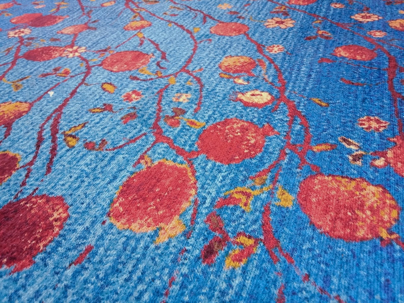 Blue turkish rug, Tree rug, Living room rug, Lodge rug, Porch rug, Washable rug, Outdoor rug, Bedroom rug, Printed rug, Floor decor carpet