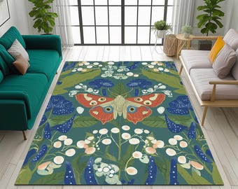 Nature-inspired rug, Contemporary rug, Bright colors rug, Printed area rug, Floor cover rug, Sustainable rug, Non-slip rug, Cozy rug
