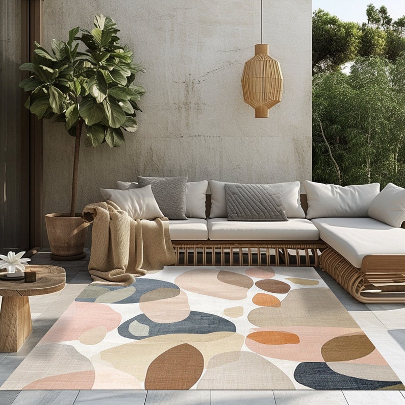 Non-slip rug, Bedroom area rug, Balcony rug, Colourful rug, Washable rug, Geometric patterned rug, Contemporary rug, Easy to clean rug,