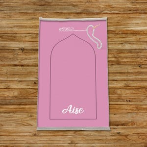 Tappetini Salah, tappeto da viaggio Preghiere, tappeto da preghiera di lusso, tappeto regalo musulmano, sajadah islamico, sajadah dalla trama morbida, sajadah spessa, tappeto rosa, PR 07