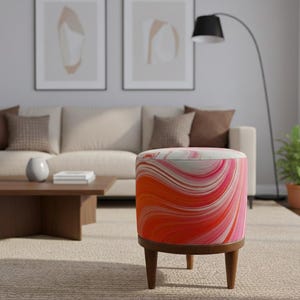 Rosa fotpall, Rund pianobänk, Fotstöd i ottomansk stil, Skopall i hallen, Inredning för flickrum, Boho puffpall, Sminkstol, F-12