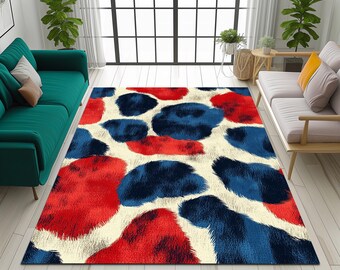 Modern home decoration rug, Colorful printed area rug, Sustainable rug, Non-slip rug, Rug for living room, Machine washable rug, Cozy rug